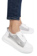 PANTOFI SPORT ALBI PIELE NATURALA TPC7019