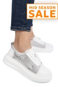 PANTOFI SPORT ALBI PIELE NATURALA TPC7019