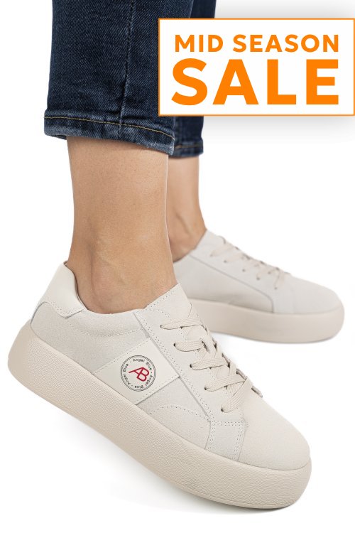 Pantofi sport bej piele naturala intoarsa fsp001879