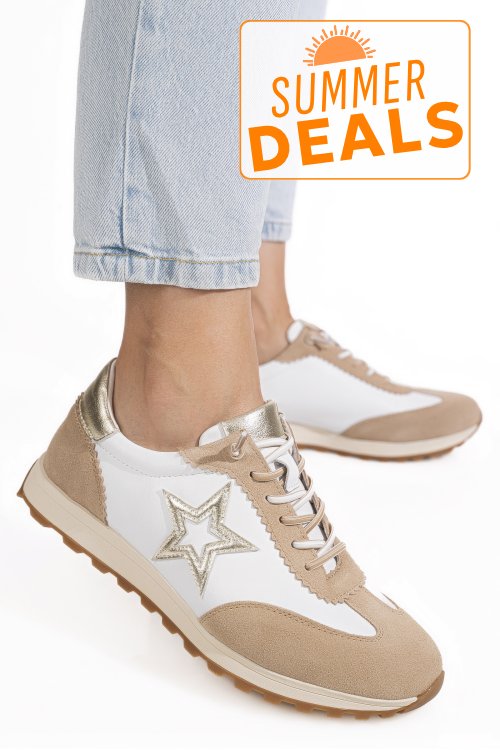 Pantofi sport alb camel piele naturala fsp002479