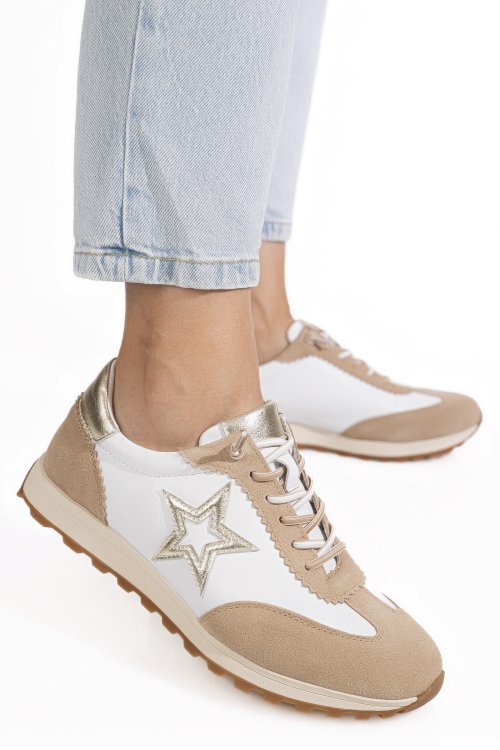 Pantofi sport alb camel piele naturala fsp002479