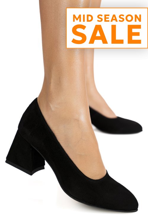 Pantofi negri piele naturala intoarsa 5s77006