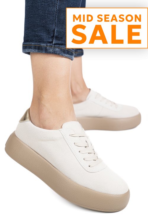 Pantofi sport bej piele naturala intoarsa fsp001884