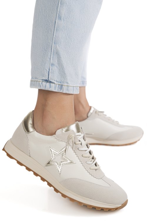 Pantofi sport bej piele naturala fsp002479