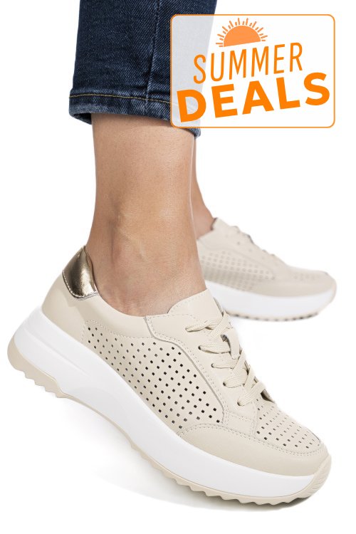 Pantofi sport bej piele naturala tsp2820