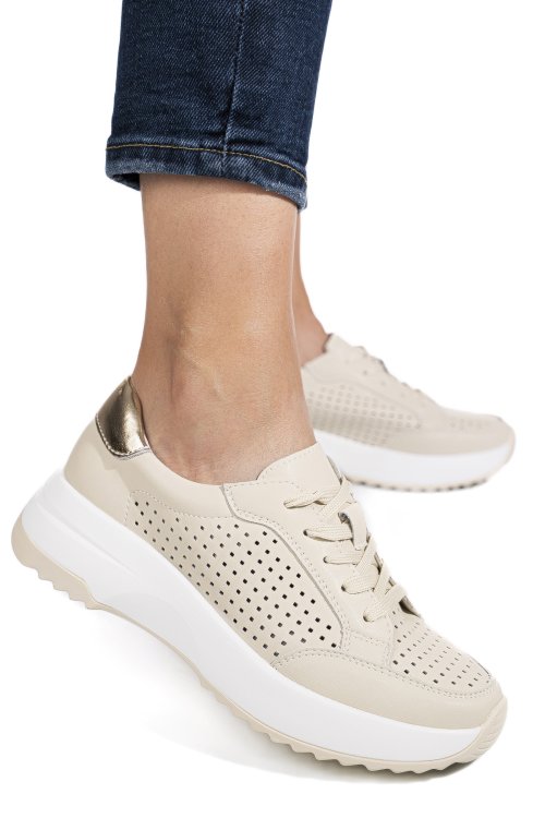 Pantofi sport bej piele naturala tsp2820