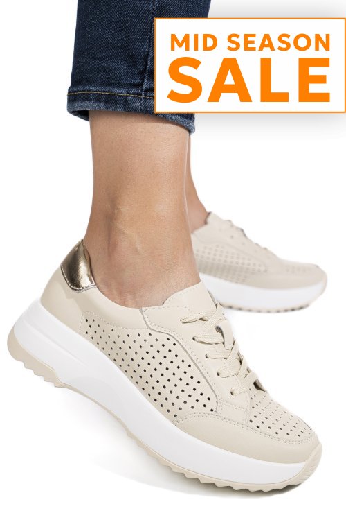 Pantofi sport bej piele naturala tsp2820