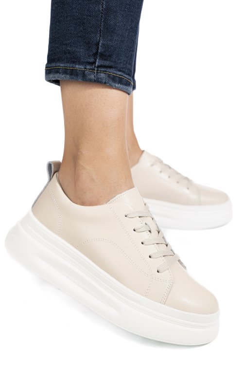 Pantofi sport bej piele naturala aspw202326