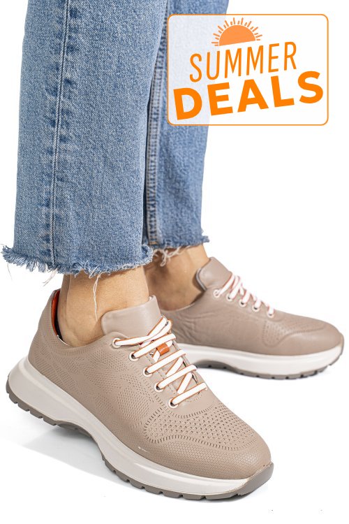 Pantofi sport taupe piele naturala 5pc05e