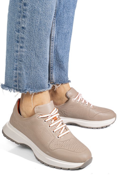 Pantofi sport taupe piele naturala 5pc05e