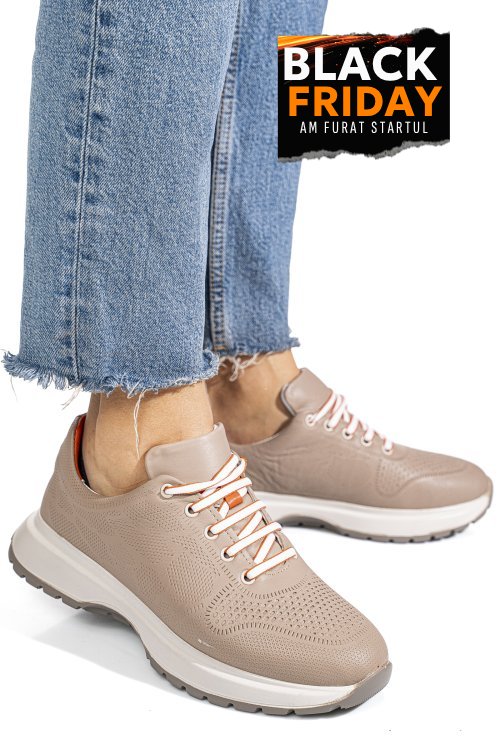 Pantofi sport taupe piele naturala 5pc05e