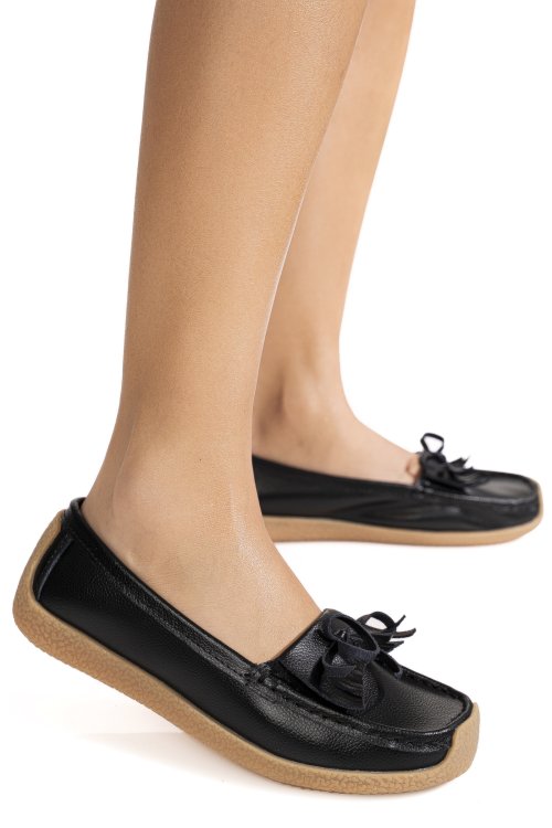 Mocasini negri piele naturala 5sp81