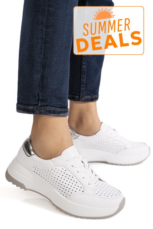 Pantofi sport albi piele naturala tsp2820