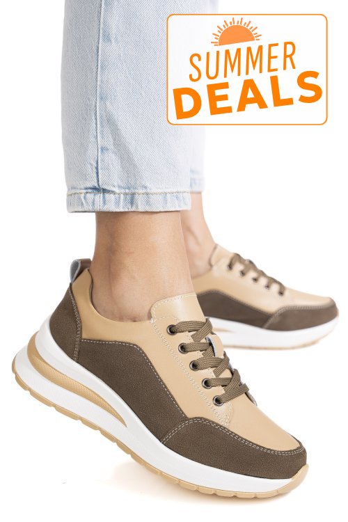 Pantofi sport khaki piele naturala asp568