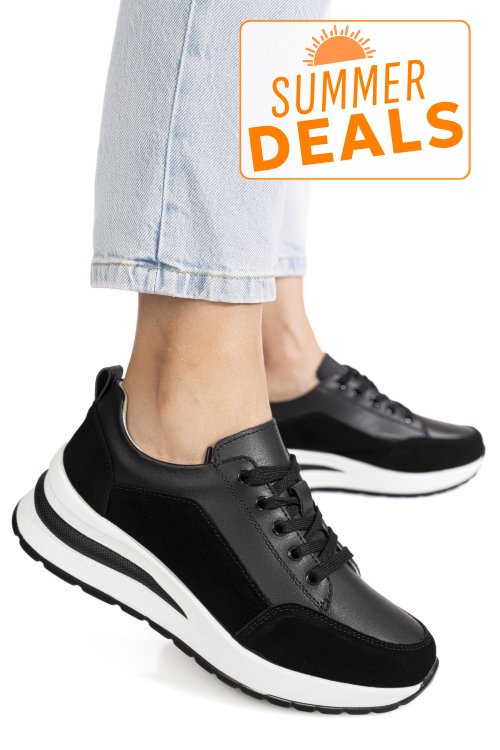 Pantofi sport negri piele naturala asp568