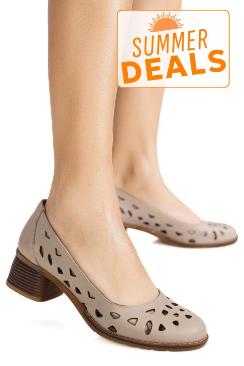 Pantofi taupe piele naturala 3s7754