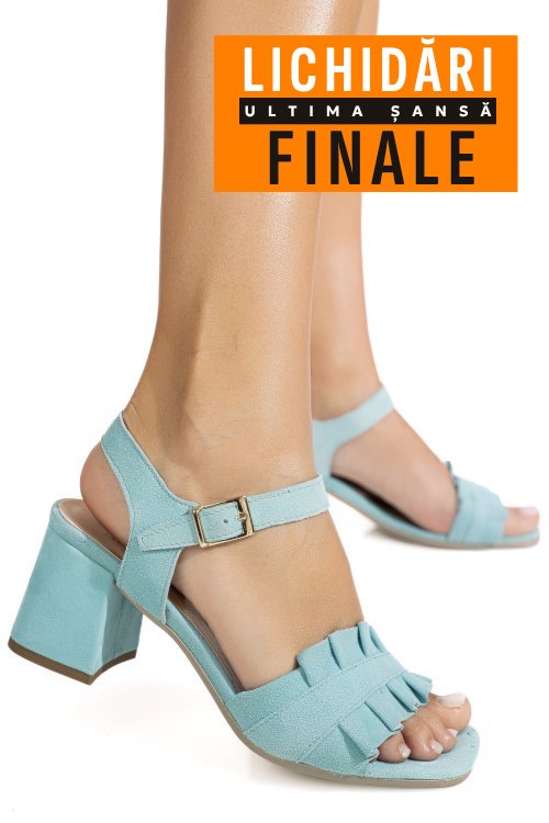 Sandale turcoaz piele naturala intoarsa 8455567