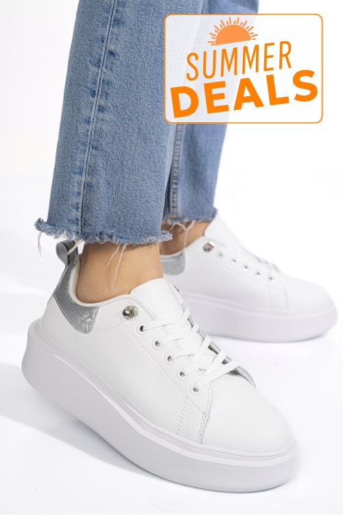 Pantofi sport white silver piele naturala 8sp809