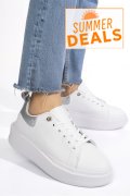 PANTOFI SPORT WHITE SILVER PIELE NATURALA 8SP809