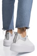 PANTOFI SPORT WHITE SILVER PIELE NATURALA 8SP809