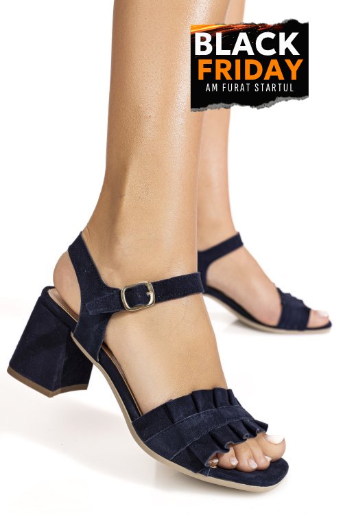 Sandale bleumarin piele naturala intoarsa 8455567