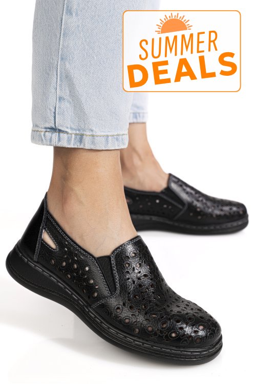 Pantofi negri piele naturala zspb6-1