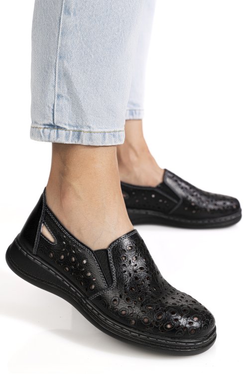 Pantofi negri piele naturala zspb6-1