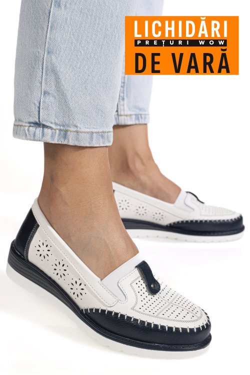Pantofi alb albastru piele naturala zspb8-3