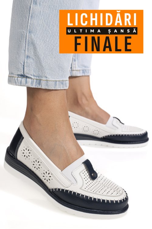Pantofi alb albastru piele naturala zspb8-3