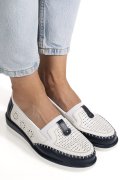PANTOFI ALB ALBASTRU PIELE NATURALA ZSPB8-3