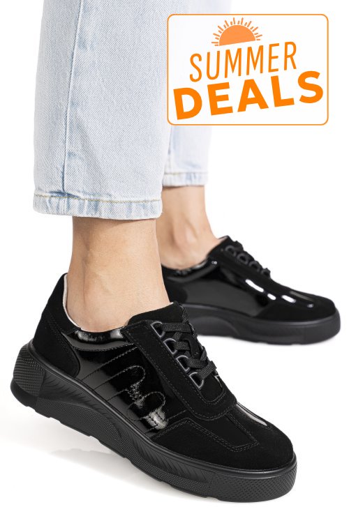 Pantofi sport negri piele naturala fsp002538