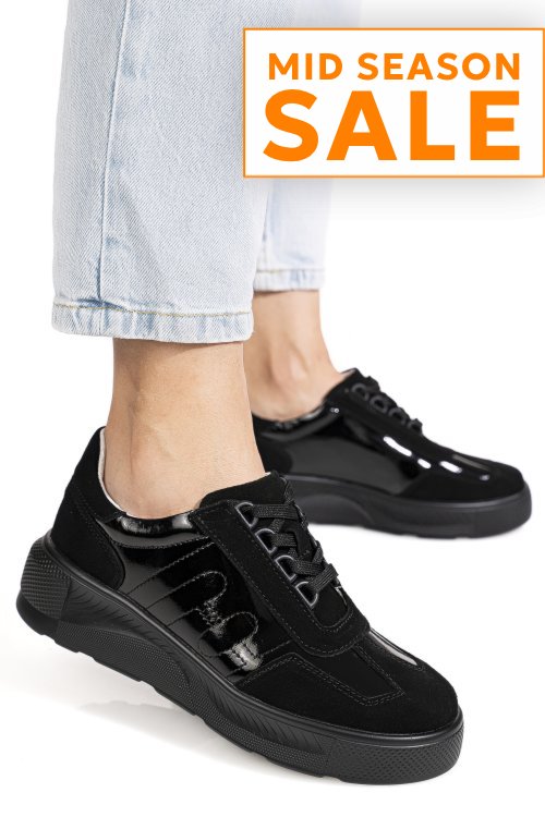 Pantofi sport negri piele naturala fsp002538