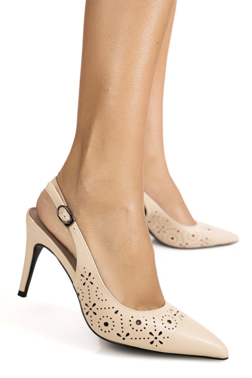 Pantofi nude piele naturala spcn4012