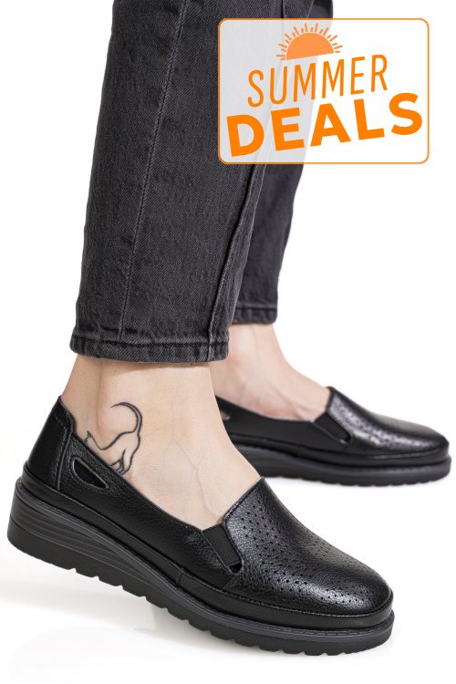 Pantofi negri piele naturala zspb8-6