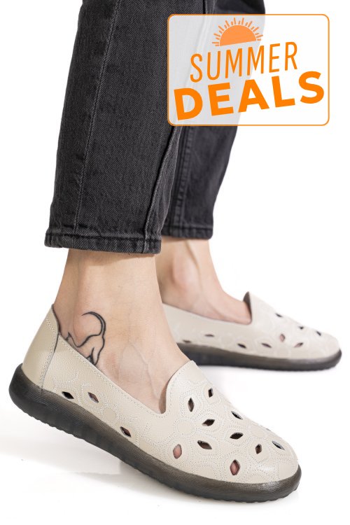 Mocasini bej piele naturala 2sp070