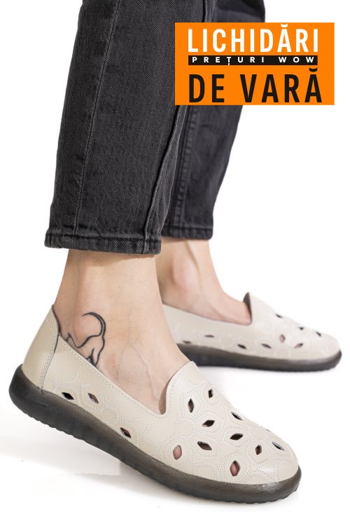 Mocasini bej piele naturala 2sp070