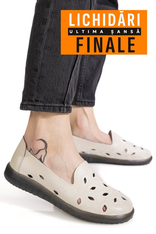 Mocasini bej piele naturala 2sp070