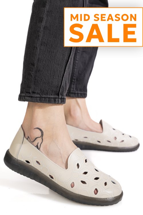 Mocasini bej piele naturala 2sp070