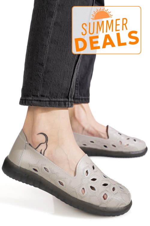 Mocasini gri piele naturala 2sp070