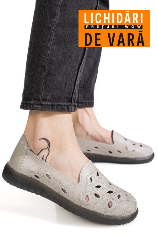 Mocasini gri piele naturala 2sp070