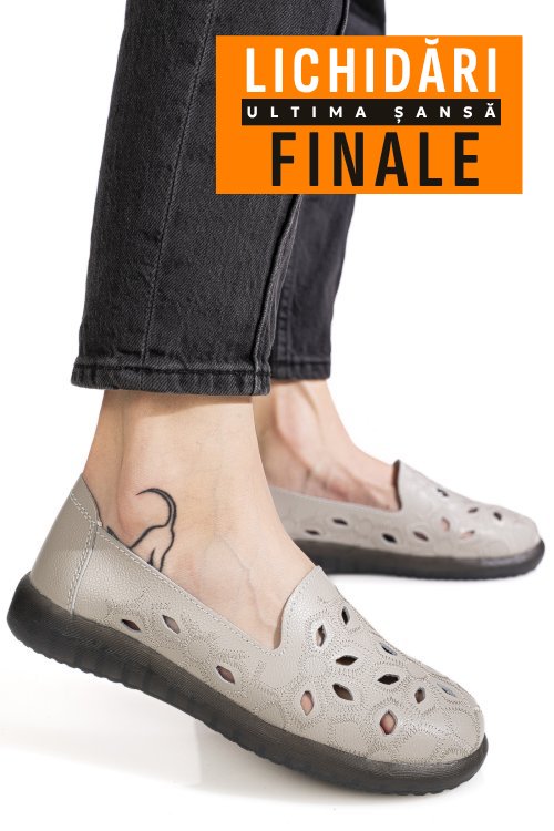 Mocasini gri piele naturala 2sp070