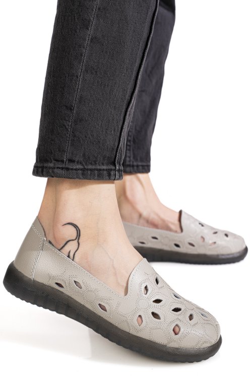 Mocasini gri piele naturala 2sp070