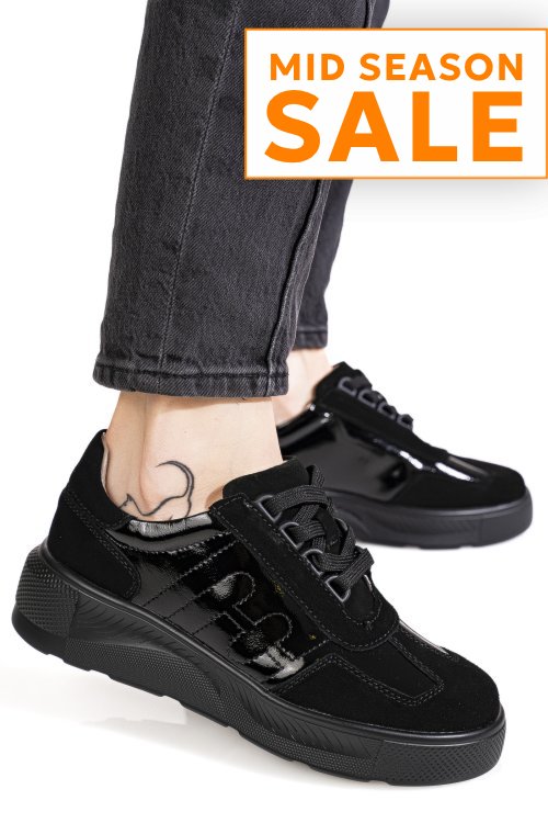 Pantofi sport negri piele naturala fsp002538