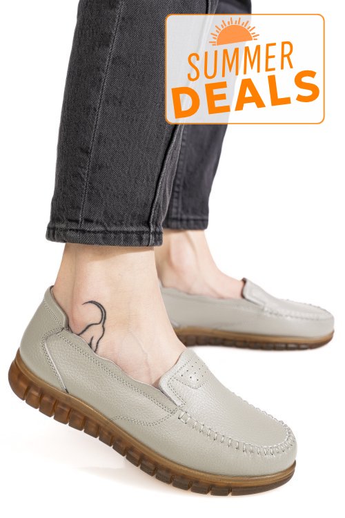 Mocasini gri piele naturala 7sp2003