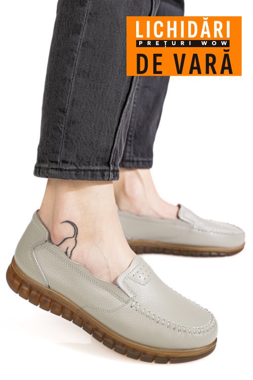 Mocasini gri piele naturala 7sp2003