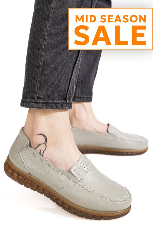 Mocasini gri piele naturala 7sp2003
