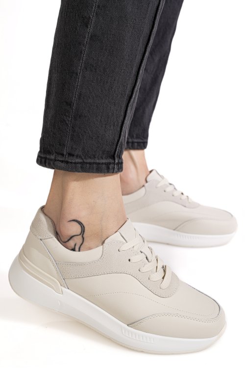 Pantofi sport bej piele naturala fsp001-948