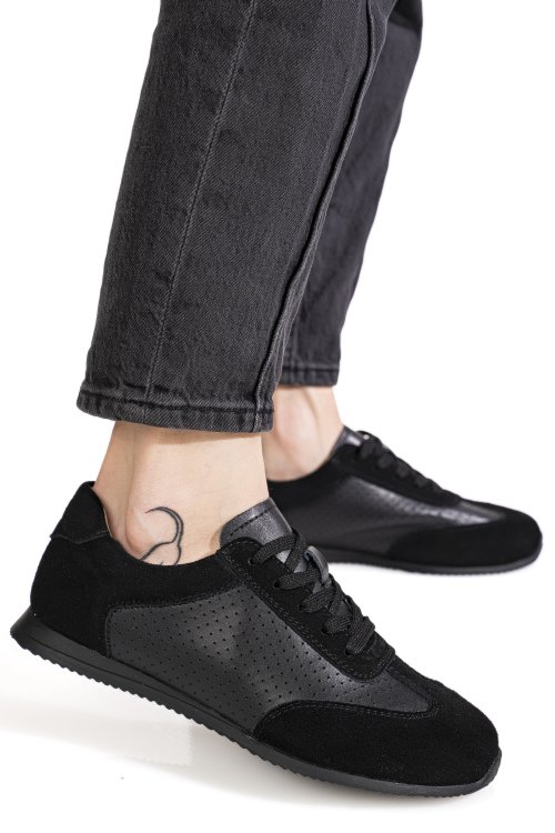 Pantofi sport negri piele naturala tsp-8082