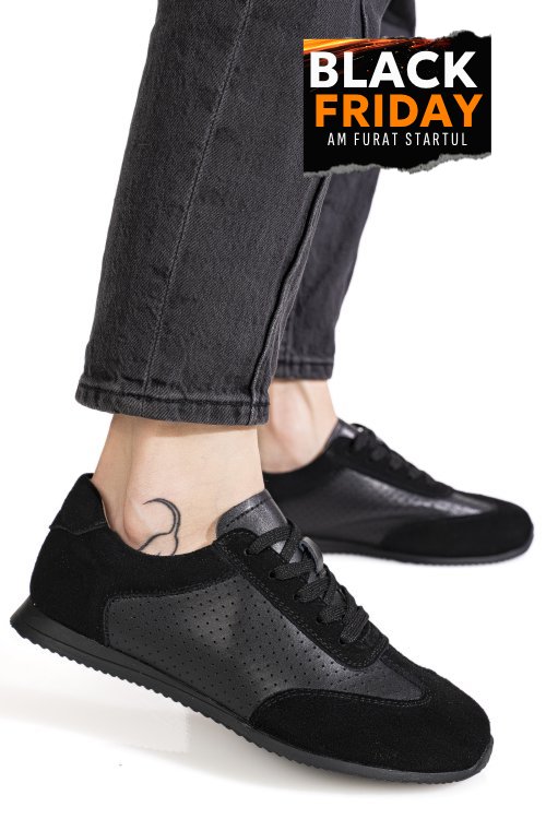 Pantofi sport negri piele naturala tsp-8082