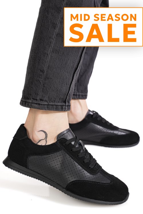 Pantofi sport negri piele naturala tsp-8082